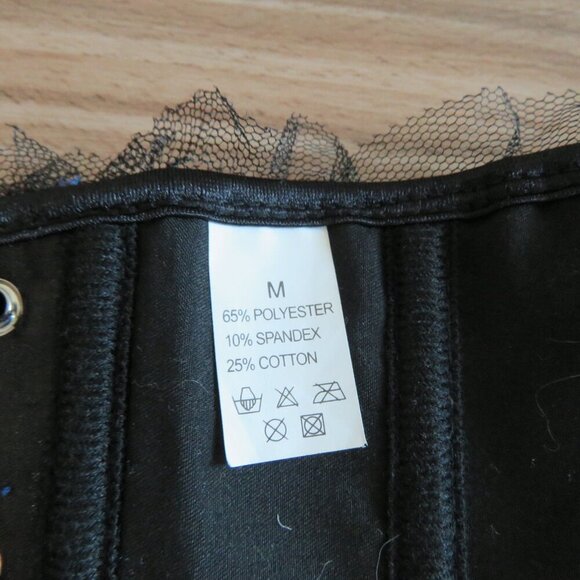 WHIMSIGOTH Goth Dark Fairy Goth Pirate Steampunk Lace Satin Boned Corset Size M - Picture 10 of 13